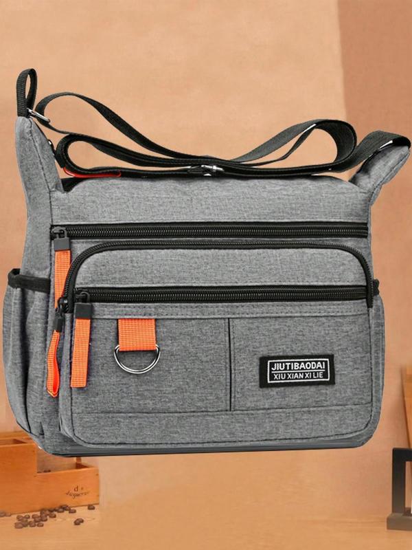 Men's Casual Fashionable Large Capacity Shoulder Bag, Crossbody Style Patched Design Pocket Zipper Crossbody Bag, Casual Trendy Versatile High-quality Daily Commuting Bag