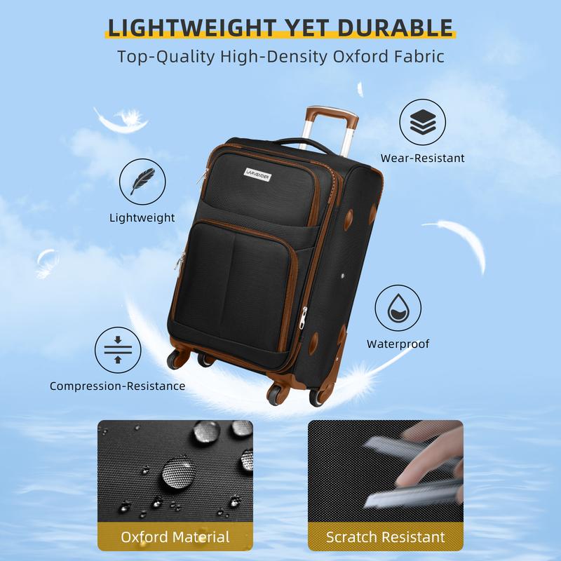 Luggage Sets 5 Piece Softside Expandable Suitcases Set with Spinner Wheels TSA Lock, Lightweight Soft Shell Rolling Travel Luggage Set Clearance for Men and Women，20 inch portable suitcase