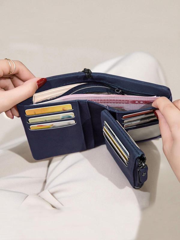 Women's Elegant Minimalist Short Wallet with Wristlet,  Purses for Women, 2024 Trendy Casual Versatile Zipper Card Slots Purse Wallet, Trendy Wallet for Women for Daily Use