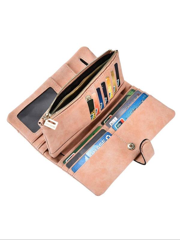 Women's  Solid Color Long Wallet, Fashionable Pu Zipper Wallet for Daily Used, Casual Trendy Versatile High-capacity Card Holder