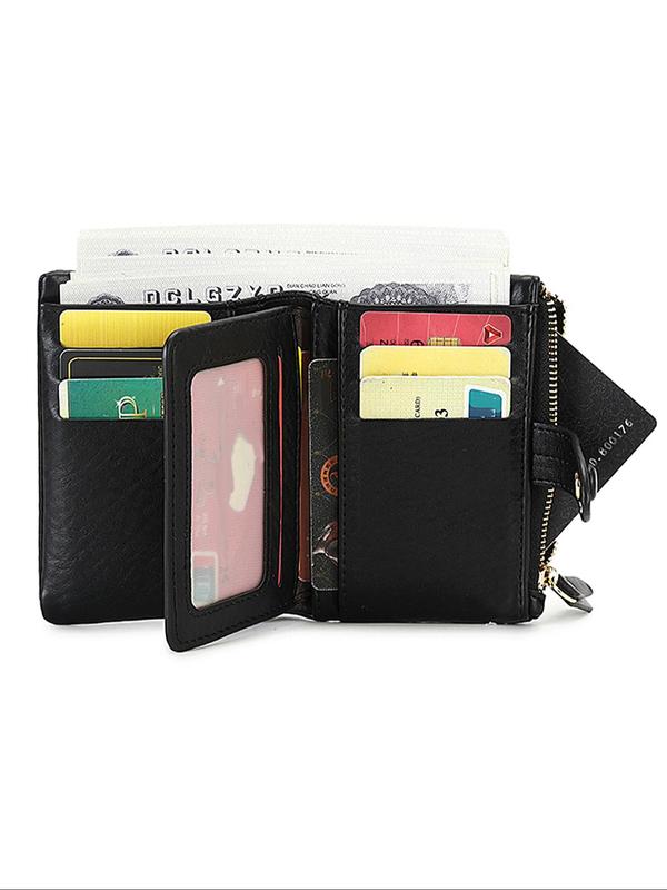 Women's Elegant Minimalist Bifold Wallet, Casual Zipper Short Wallet with Multi Card Slot, Versatile All-match Trendy Card Holder for Daily Use