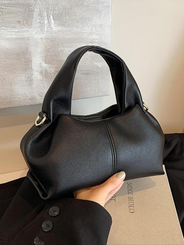 Women's Elegant Solid Color Handbag, Fashionable Classic Pleated Design Carrying Bag for Daily Used, Casual Trendy Versatile High-quality Daily Commuting Bag