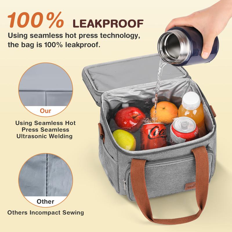 Insulated Lunch Bag, 17L Expandable Double Deck Lunch Tote Bag for Women Men, Leakproof Freezable Cooler Box W  Side Tissue Pocket&Adjustable Shoulder Strap, Suit for Work,School,Camping