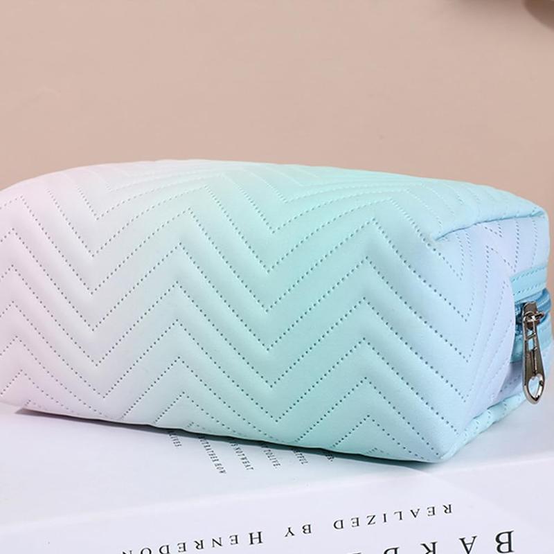 Cosmetic Bag Makeup Bag PU Leather Waterproof Portable Toiletry Bags Pouch Organizer Travel Organizer Compliant Bag for Women Purse for Toiletries Accessories Brushes Small Rainbow Gradient Pink gradient purple gradient blue cute makeupbag cosmetic bags