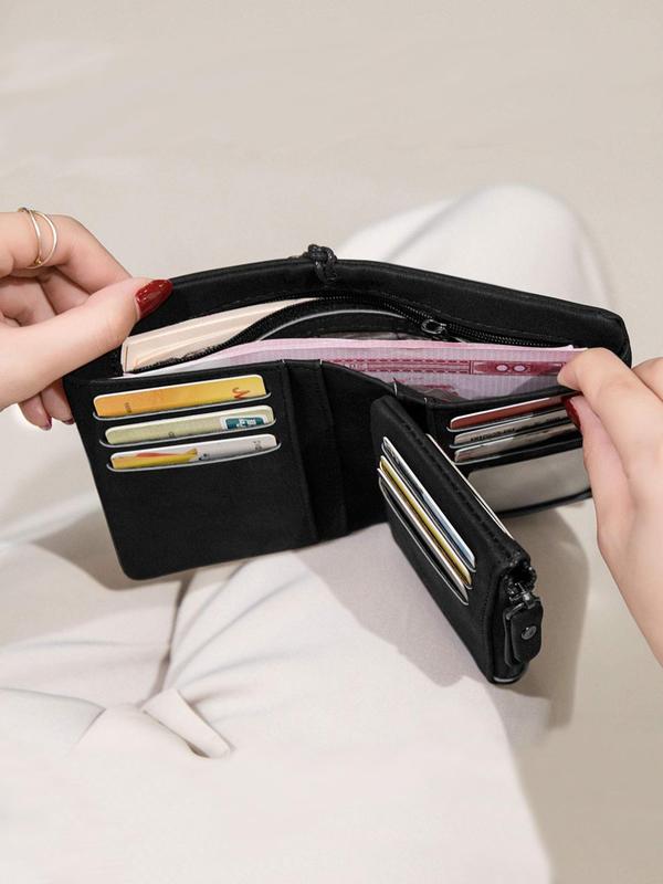 Women's Elegant Minimalist Short Wallet with Wristlet,  Purses for Women, 2024 Trendy Casual Versatile Zipper Card Slots Purse Wallet, Trendy Wallet for Women for Daily Use