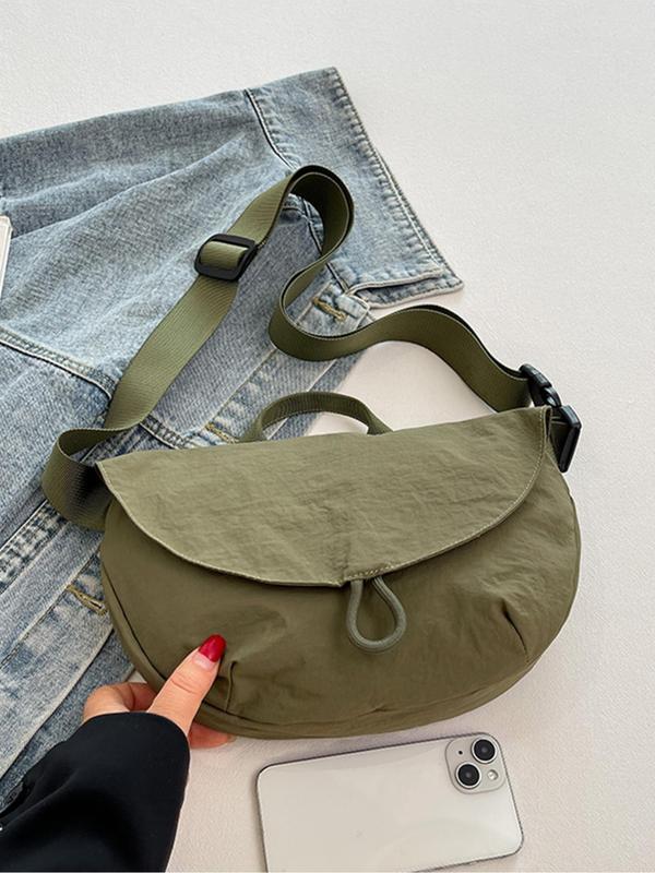 Women's Solid Color Fanny Pack, Fashionable Casual Versatile Zipper Chest Bag for Daily Used, Trendy All-match Adjustable Strap Sling Bag for Women