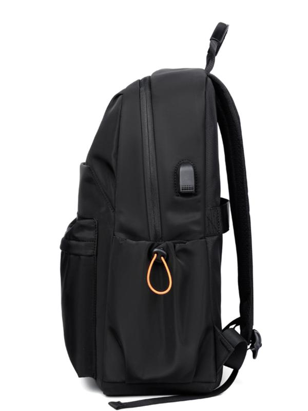 Casual Oxford Backpack, Men's Waterproof Zipper Backpack, USB Charging Large Capacity Backpack