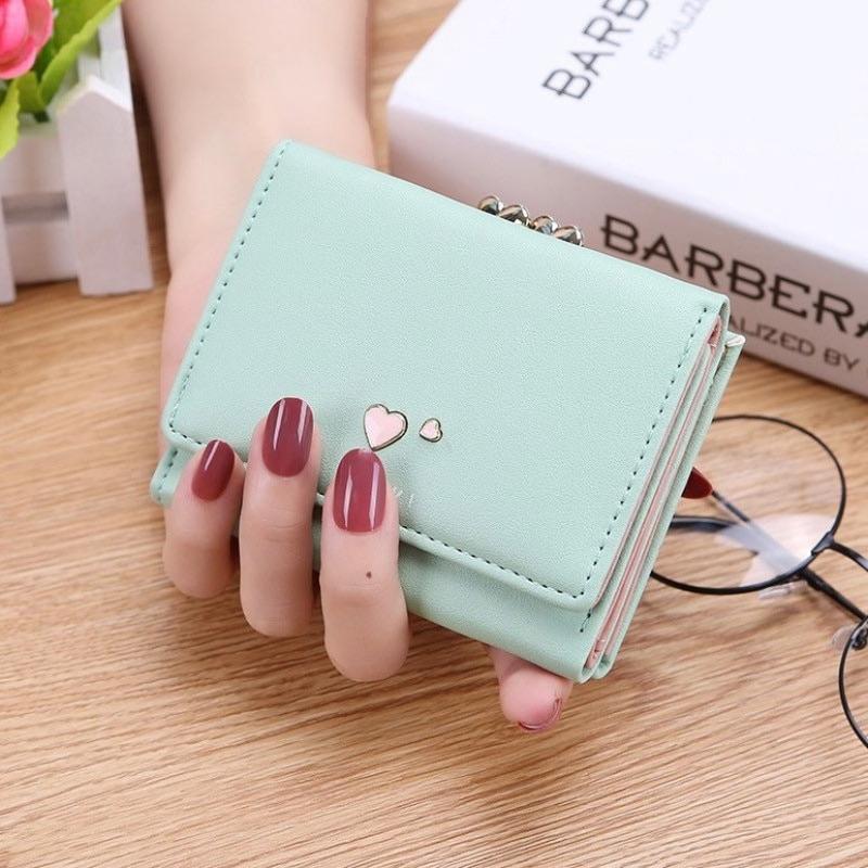 Snap Closure Trifold Wallet for Women Kiss-lock Clutch Credit Cards Holder Coin Purse