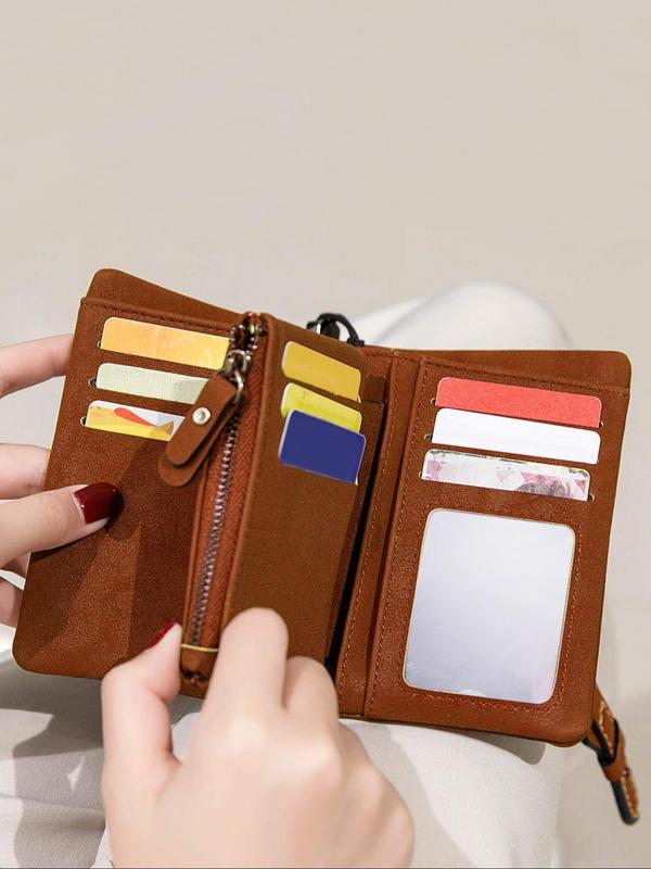 Women's Elegant Minimalist Short Wallet with Wristlet,  Purses for Women, 2024 Trendy Casual Versatile Zipper Card Slots Purse Wallet, Trendy Wallet for Women for Daily Use