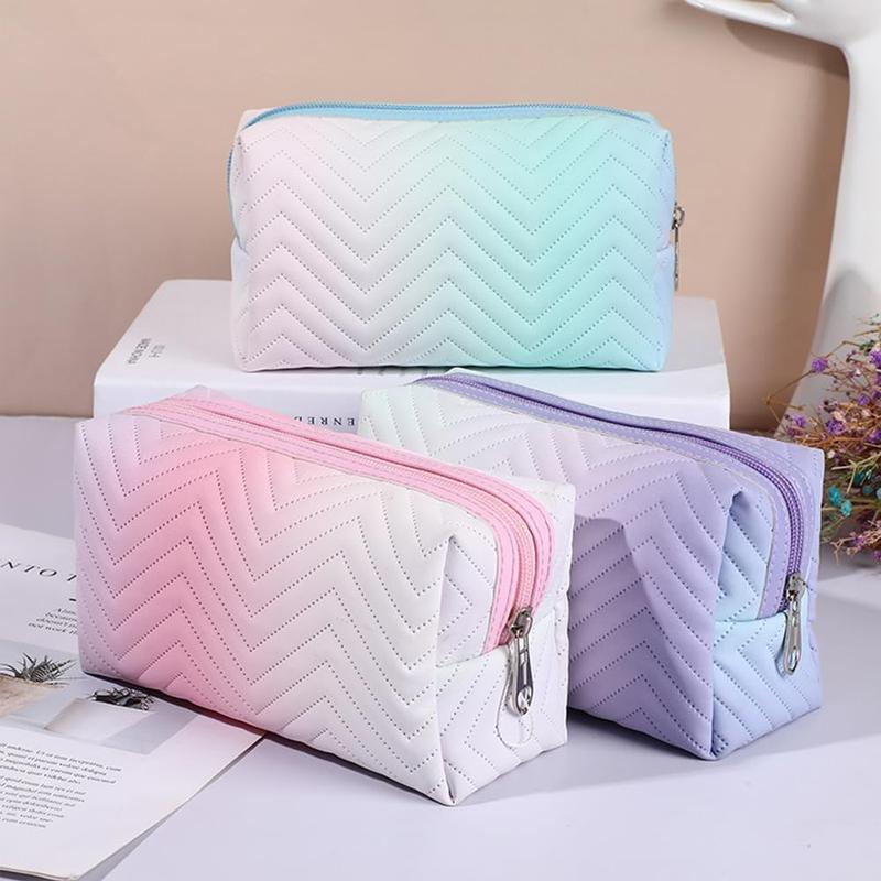 Cosmetic Bag Makeup Bag PU Leather Waterproof Portable Toiletry Bags Pouch Organizer Travel Organizer Compliant Bag for Women Purse for Toiletries Accessories Brushes Small Rainbow Gradient Pink gradient purple gradient blue cute makeupbag cosmetic bags