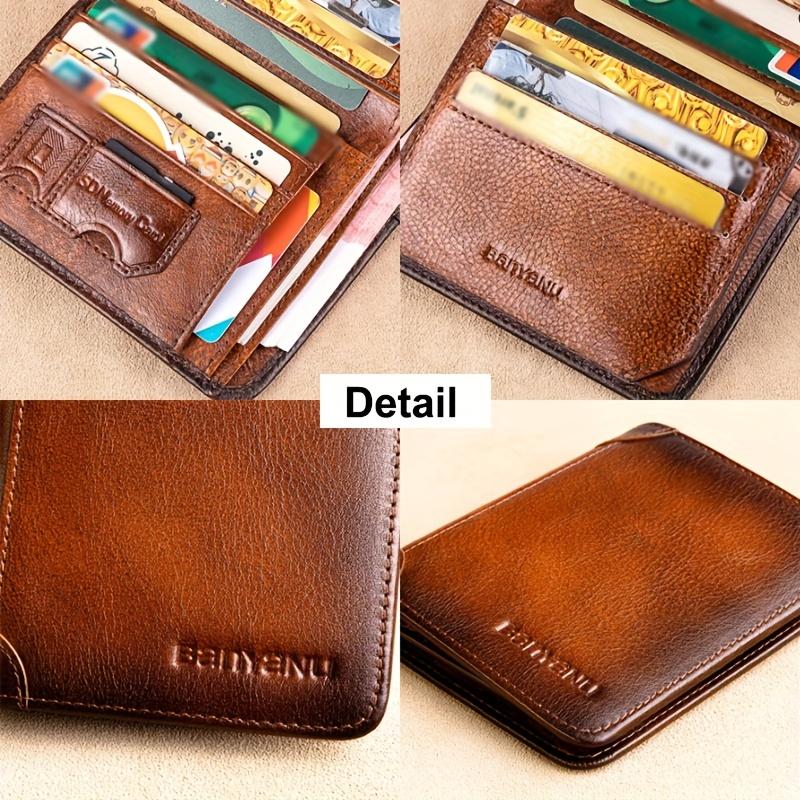 1pc, Men's Wallet, Tri-fold Genuine Leather Vintage Wallet, RFID Blocking Function, Suitable For Daily Use Or As A Labor Day Gift, Veterans Day Gift, Thanksgiving Gift, Christmas Gift, Men's Coin Purse, Men's Credit Card Bag