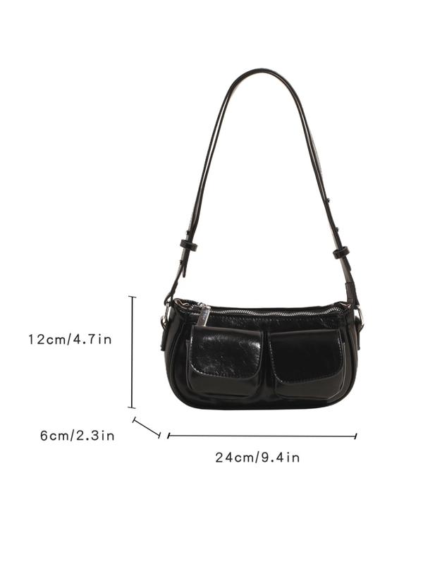 Women's Solid Color Shoulder Bag, Fashionable PU Leather Underarm Bag for Daily Used, Casual Trendy Versatile High-quality Daily Commuting Bag