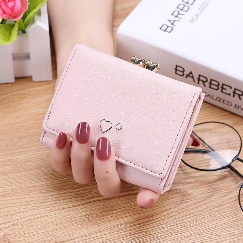 Snap Closure Trifold Wallet for Women Kiss-lock Clutch Credit Cards Holder Coin Purse