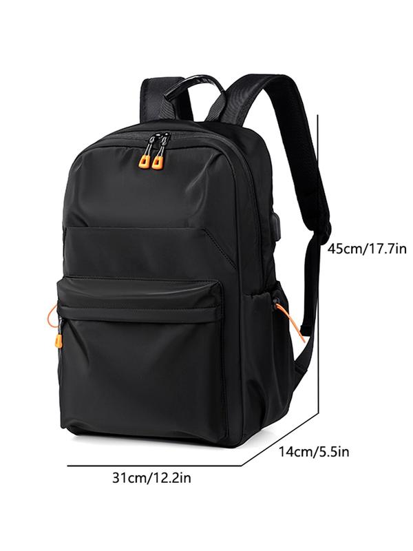 Casual Oxford Backpack, Men's Waterproof Zipper Backpack, USB Charging Large Capacity Backpack