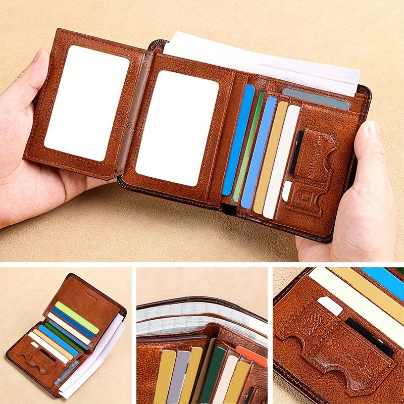 1pc, Men's Wallet, Tri-fold Genuine Leather Vintage Wallet, RFID Blocking Function, Suitable For Daily Use Or As A Labor Day Gift, Veterans Day Gift, Thanksgiving Gift, Christmas Gift, Men's Coin Purse, Men's Credit Card Bag