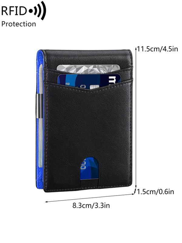 Minimalist Multi Functional Thin Wallet, Multiple Card Slot Card Holder, RFID Blocking Stylish Bi-fold Pu Leather Wallet, Ideal Gift for Men