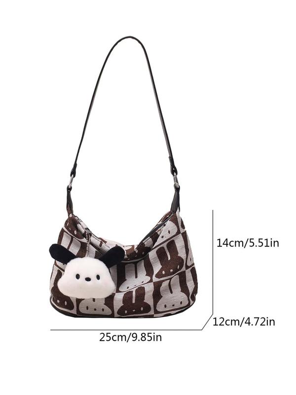 Women's Cute Rabbit Design Crossbody Bag with Charm, Fashionable Animal Decorated Shoulder Bag, Casual Trendy Versatile High-quality Daily Commuting Bag