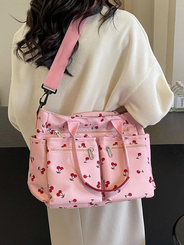 Solid Color Zipper Everything Tote Bags for Women, 2024 Trendy Multi-pocket Portable Shoulder Bag Back To School, Large Capacity Preppy College Bag, Crossbody Bags Gift, Fall Outfits, Fall Freshness Fall