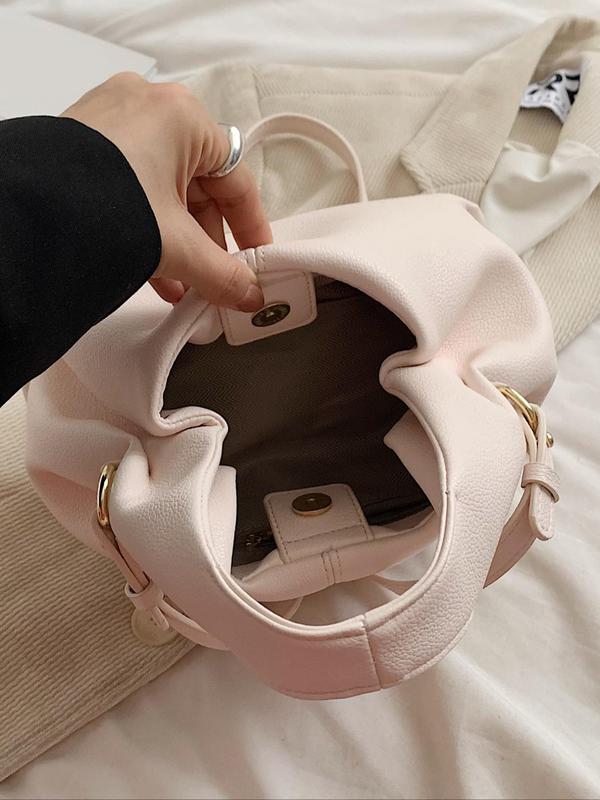 Women's Elegant Solid Color Handbag, Fashionable Classic Pleated Design Carrying Bag for Daily Used, Casual Trendy Versatile High-quality Daily Commuting Bag