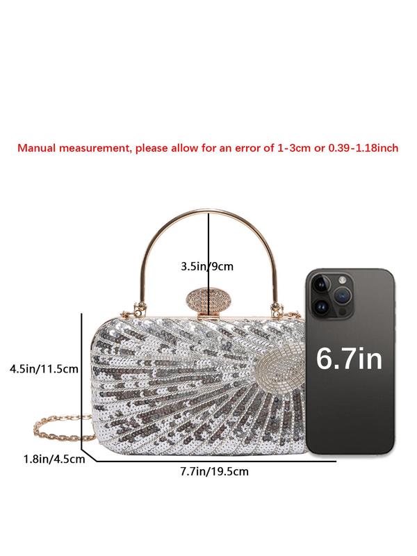 Women's Elegant Sequin Decorated Evening Bag, Exquisite Trendy Chain Strap Crossbody Bag, Fashionable Bag for Party Decoration