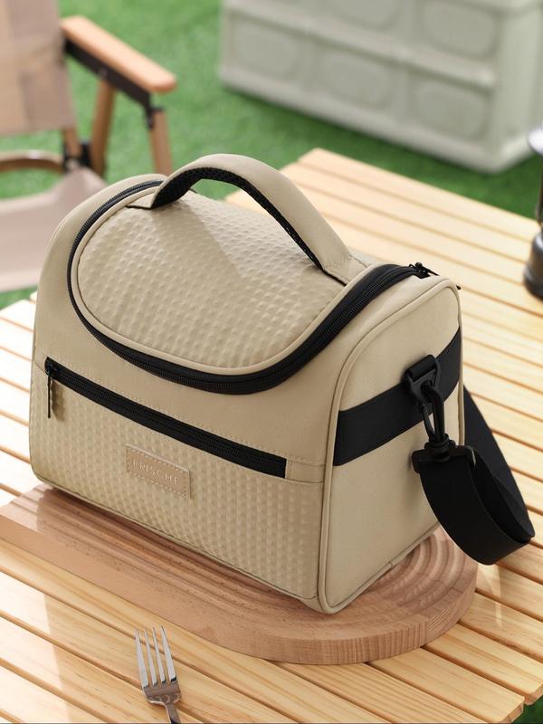 Minimalist Solid Color Lunch Bag, 2024 New Style Fashionable Insulated Lunch Bag with Handle, Lunch Box Bag for Work, School, Travel, Picnic