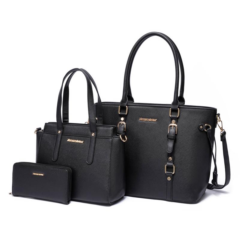 Montana West 2024 Vintage Chic 3-Piece Tote and Satchel Set with Wallet – A Fall Winter Essential, perfect for business, travel, and as a great gift