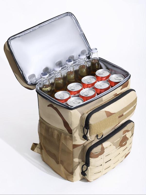 Large Capacity Double Layer Waterproof Cooler Bag, Camo Pattern Lunch Bag, Lightweight Backpack for Camping, Hiking, Picnic