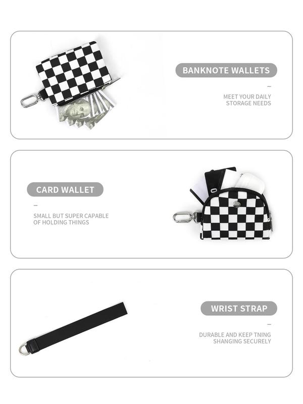 2024 New Style 2 in 1 Plaid Pattern Zipper Wallet, Multi-functional Wallet with Detachable Coin Purse for Daily Use, Fashionable Wallet for Women & Girls