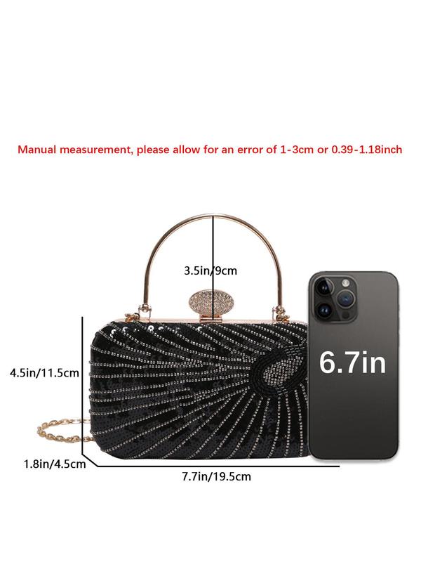 Women's Elegant Sequin Decorated Evening Bag, Exquisite Trendy Chain Strap Crossbody Bag, Fashionable Bag for Party Decoration