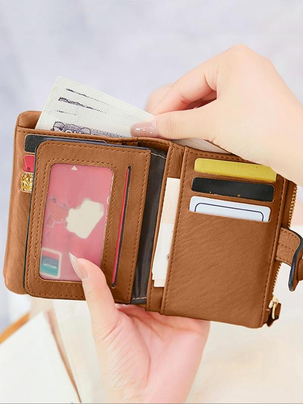 Women's Elegant Minimalist Bifold Wallet, Casual Zipper Short Wallet with Multi Card Slot, Versatile All-match Trendy Card Holder for Daily Use