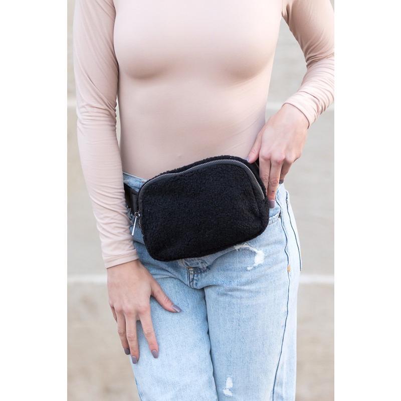 Aili's Corner Lola Boucle Sherpa Sling Belt Bag