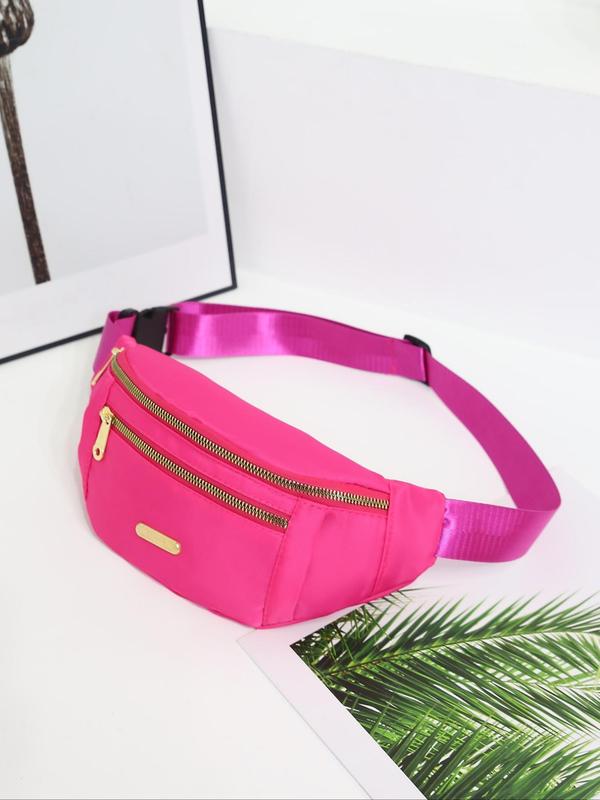 Women's Solid Color Fanny Pack, Casual Sporty Zipper Chest Bag, Minimalist Belt Bag for Workout Running