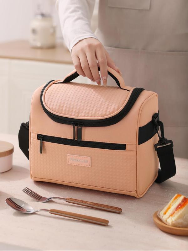 Minimalist Solid Color Lunch Bag, 2024 New Style Fashionable Insulated Lunch Bag with Handle, Lunch Box Bag for Work, School, Travel, Picnic