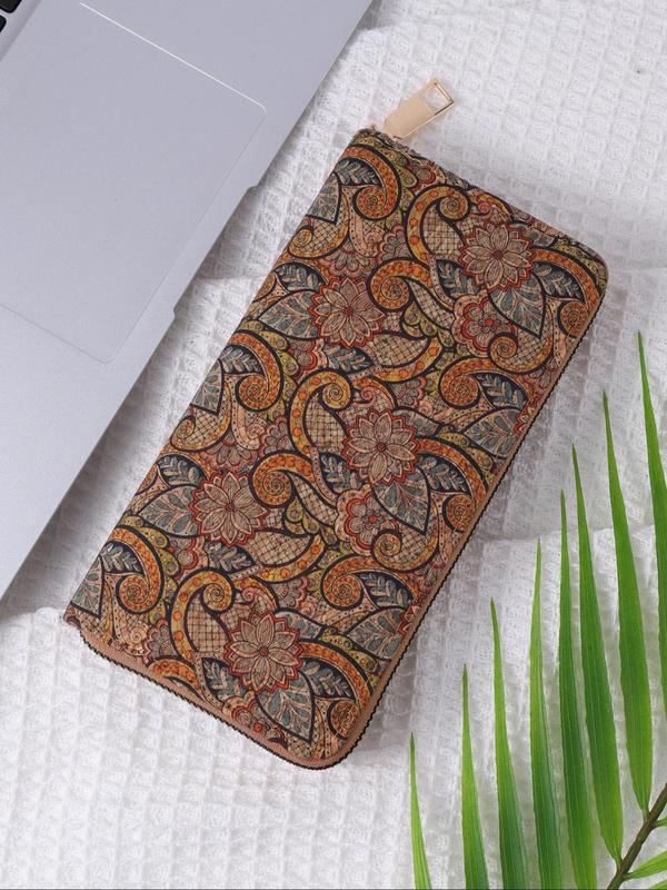 Women's Boho Style Ethnic Pattern Long Wallet, 2024 New Style Vintage Trendy Zipper Wallet, Fashionable Multi-function Wallet for Daily Use