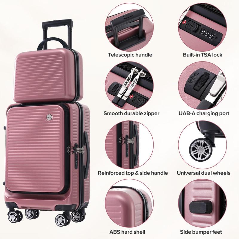 [SAYGOGO] Carry-on Luggage 20 Inch Front Open Luggage Lightweight Suitcase with Front Pocket and USB Port, 1 Portable Carrying Case