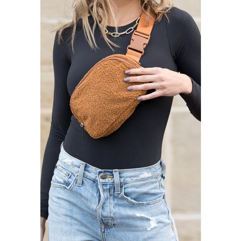 Aili's Corner Lola Boucle Sherpa Sling Belt Bag