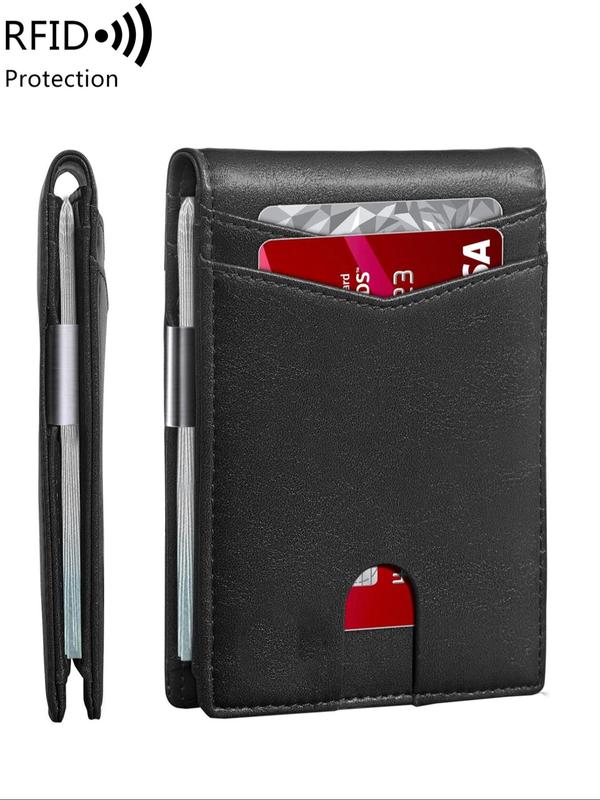 Minimalist Multi Functional Thin Wallet, Multiple Card Slot Card Holder, RFID Blocking Stylish Bi-fold Pu Leather Wallet, Ideal Gift for Men