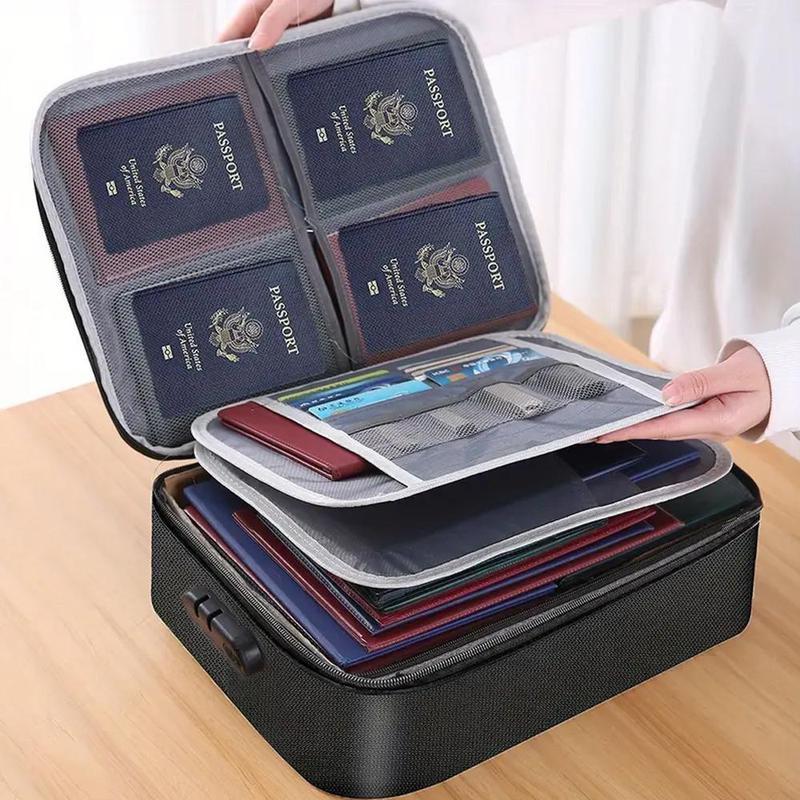 Portable Document Storage Case, 1 Count Multi-layer File Travel Bag with Combination Lock, Large Capacity Storage Box for Laptop Files Certificates