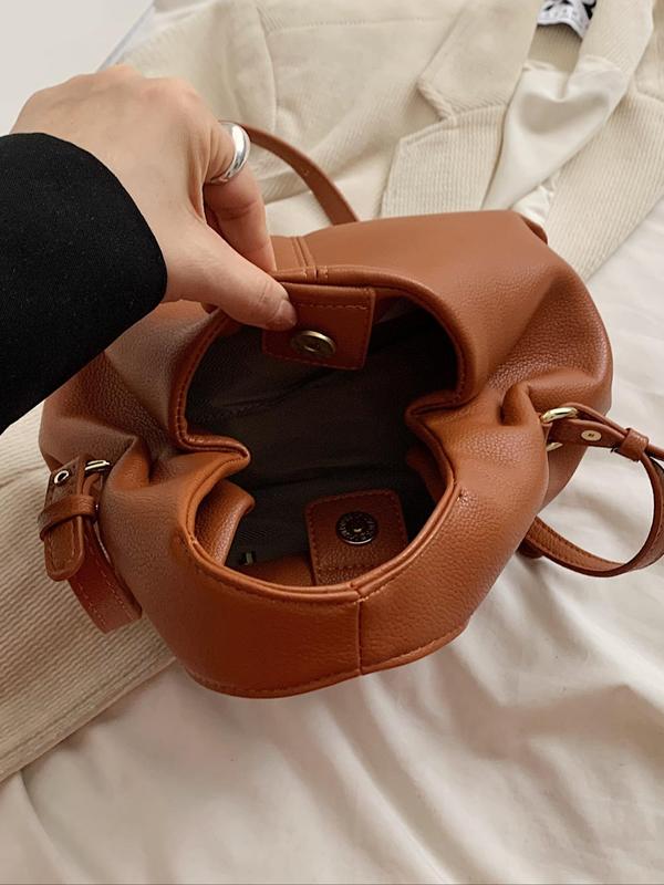 Women's Elegant Solid Color Handbag, Fashionable Classic Pleated Design Carrying Bag for Daily Used, Casual Trendy Versatile High-quality Daily Commuting Bag