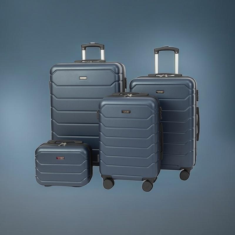 Classic 4 Piece Piece Luggage Set PC + ABS , Hardside Suitcase with Durable Spinner Wheels, TSA Lock