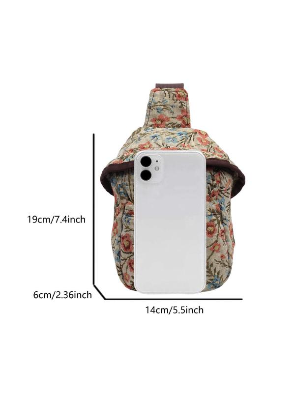 Women's Fashionable Floral Pattern Fanny Pack, Casual Versatile Zipper Chest Bag for Daily Used, Trendy All-match Sling Bag