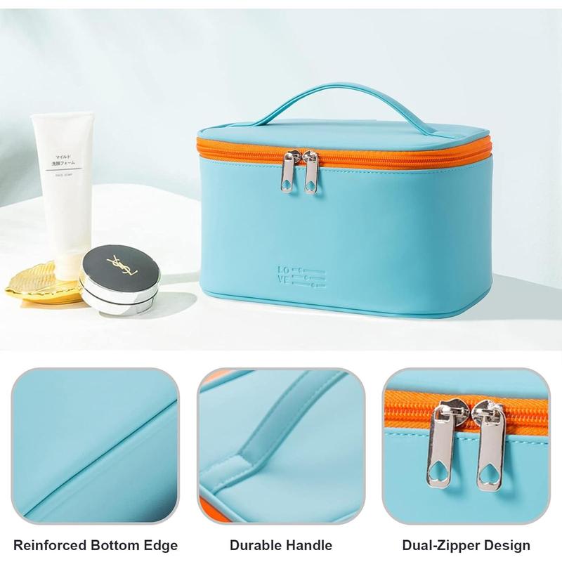 Makeup Bag Portable Travel Cosmetic Bag for Women, Beauty Zipper Makeup Organizer PU Leather Washable Waterproof