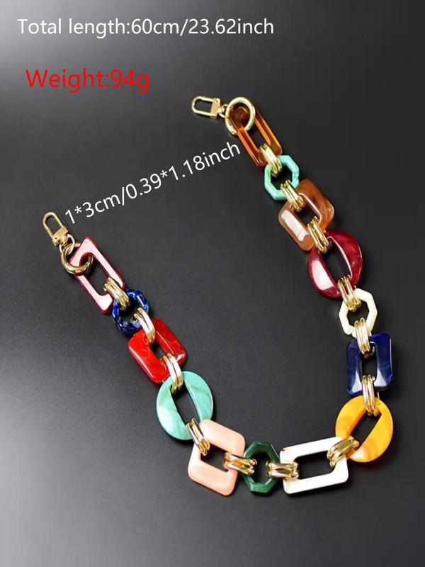 Colorful Geometric Design Bag Strap, Boho Style Chain Design Bag Strap, Acrylic Multi-shape Bag Accessories for Bag DIY Decor for Women & Girls, Fall Outfits, Fall Freshness