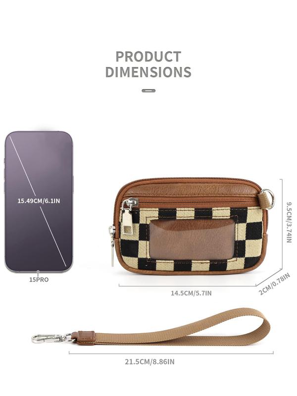 Fashionable Plaid Pattern Zipper Wristlet, 2024 New Style Casual Versatile Clutch Bag for Women, Trendy All-match & Exquisite Bag for Daily Travel Work Commute