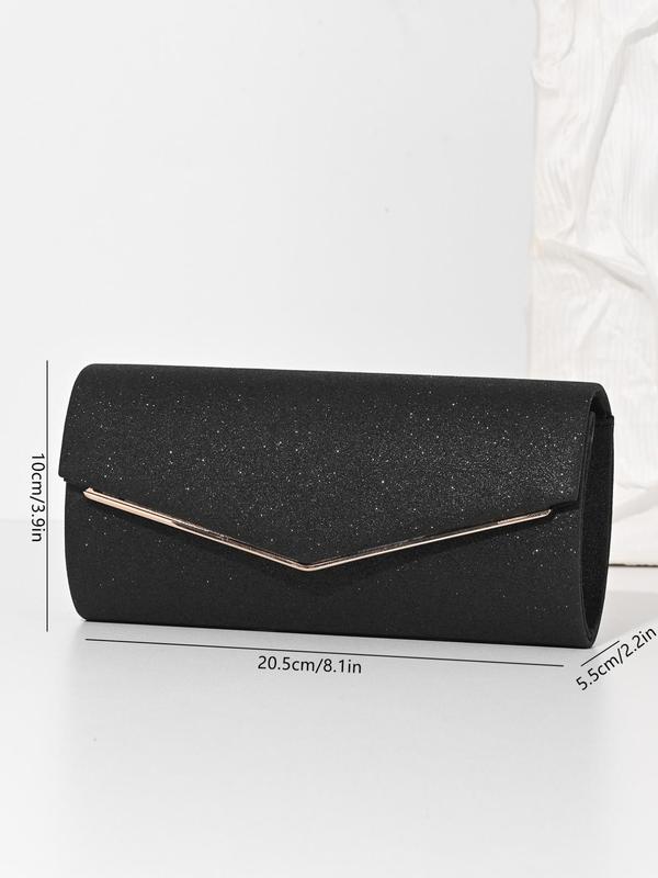 Women's Glitter Evening Bag, Chain Strap Banquet Bag, Fashionable Solid Color Clutch Bag for Party, Trendy All-match & Exquisite Bag for Birthday Gift