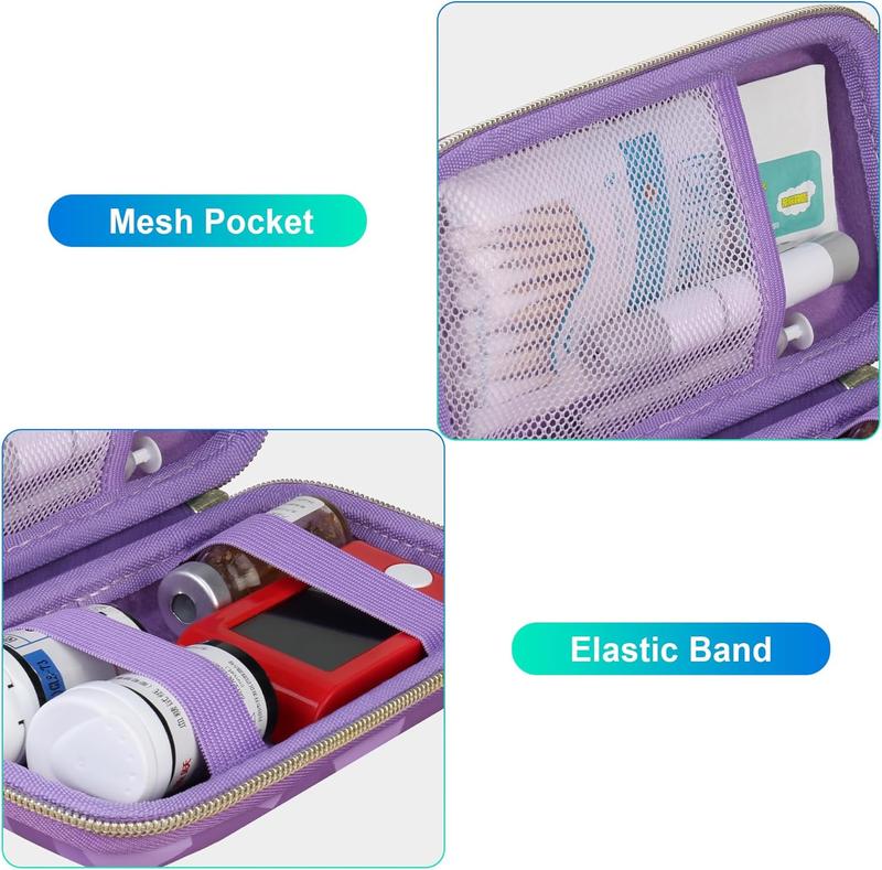 Diabetic Supplies Travel Case, Storage Carrying Bag for  Testing Kit,  Glucose Monitor Meters, Test Strips, Medication, Lancets, ,  & Diabetic Suppliess, Purple Cube