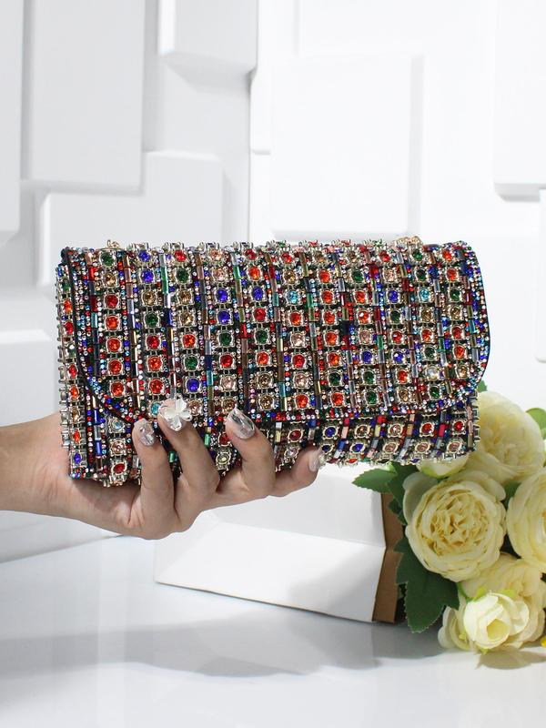 Women's Elegant Rhinestone Decorated Evening Bag, 2024 New Style Exquisite Trendy Clutch Bag, Luxury Fashionable Bag for Party Decoration, Luxury Designer bag for Women