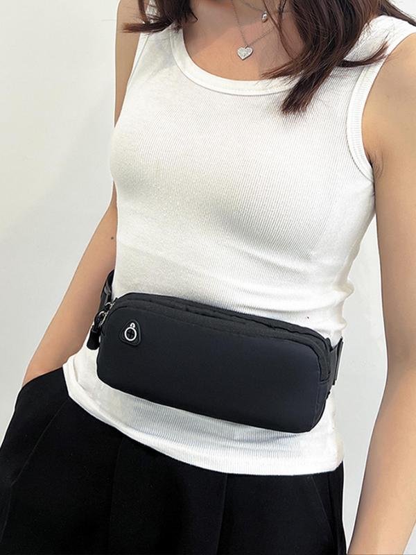 Women's  Minimalist Solid Color Lightweight Fanny Pack, Casual Sporty Fanny Pack, Fashionable Waterproof Zipper Bum Bag for Running, Gym, Workout, Casual Sporty Phone Bag