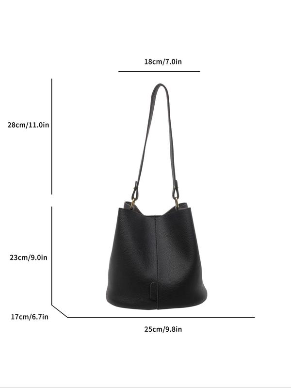 Women's Solid Shoulder Bag,  Fashionable Large Capacity Bucket Bag for Daily Used, Casual Trendy Versatile Commuting Bag for Daily Used