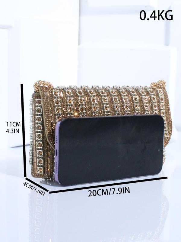 Women's Elegant Rhinestone Decorated Evening Bag, 2024 New Style Exquisite Trendy Clutch Bag, Luxury Fashionable Bag for Party Decoration, Luxury Designer bag for Women